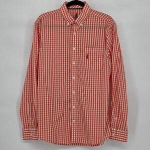 Johnnie-O Men's Medium Prep-Formance Button‎ Down Shirt Gingham Check Orange